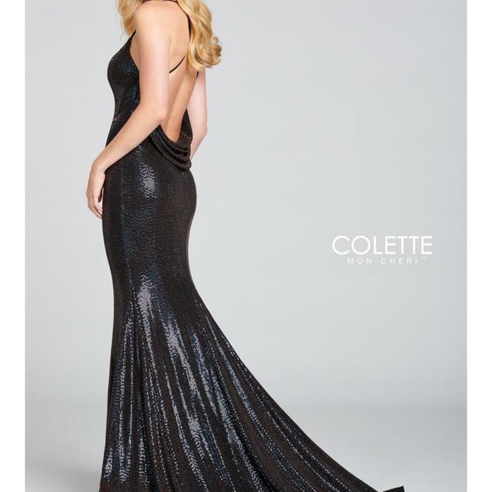 NWT Black Copper Cowl Back Pageant Prom Dress